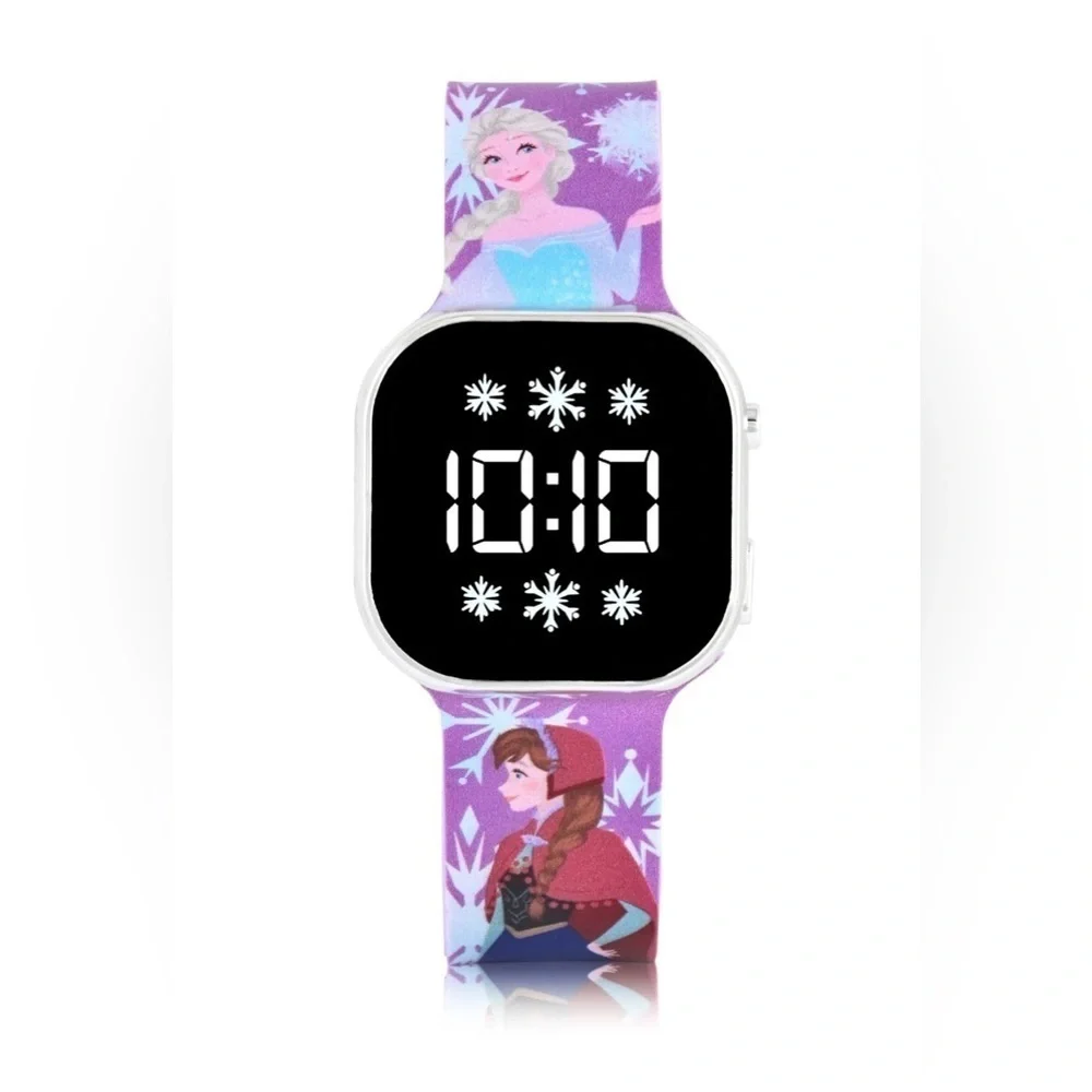 FrozenGirl's Children's LED Watch with Square Case and Printed Silicone Strap